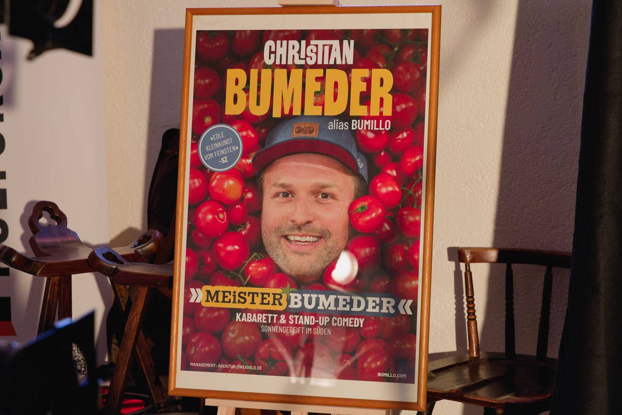 Plakat für Christian Bumeders kommenden Auftritt im Bacherner Brettl